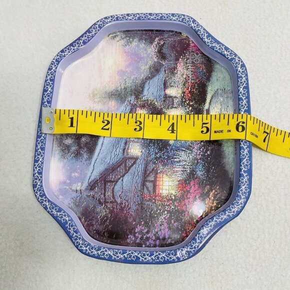 Vintage Giftco Metal Snack Tray Thomas Kinkade Enchanted Cottage Set 4 Serving - Picture 7 of 9